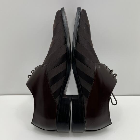 Bolano 185-065 Brown Striped Satin Upper Square Toe Derby Mens 8.5 Dress Shoes - Picture 5 of 9